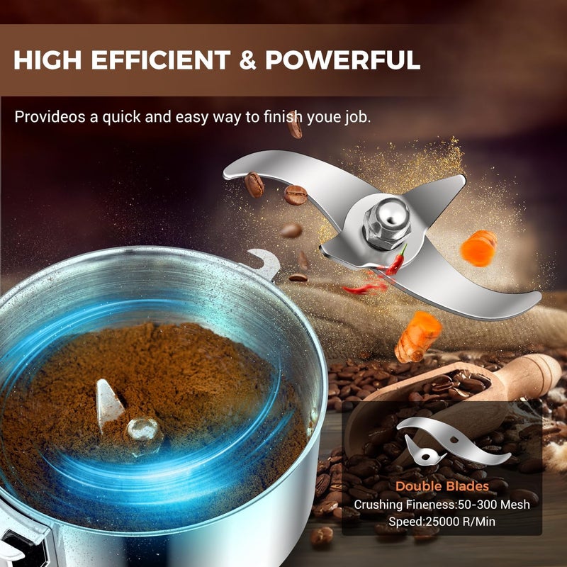 LEEVOT Grain Mill 150g Commercial Spice Grinder Electric 650W Stainless Steel Pulverizer Dry Grinder for Grinding Wheat, Oats, Corn, Pepper, and Coffee Beans – Grinders for Kitchen. - Image 2